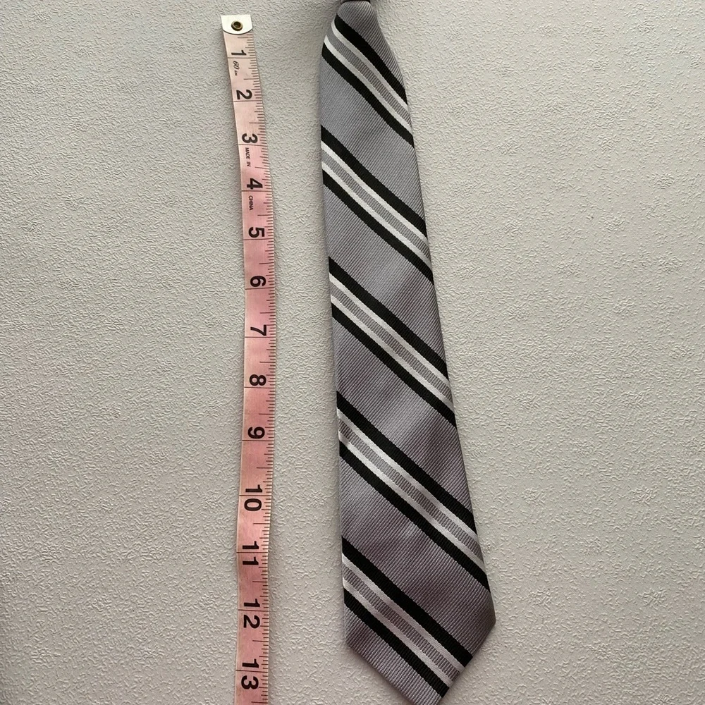 Kids Striped Gray Clip On Tie
